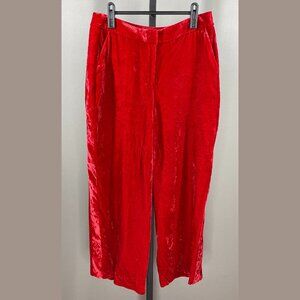 Boden Pants Womens 6 petite red velvet wide leg preppy colorful casual silk